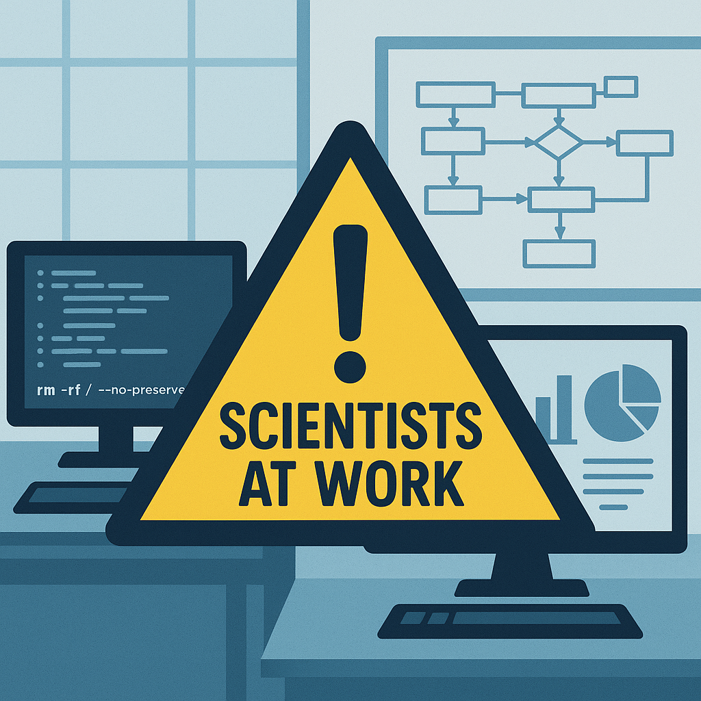 Scientists at work warning